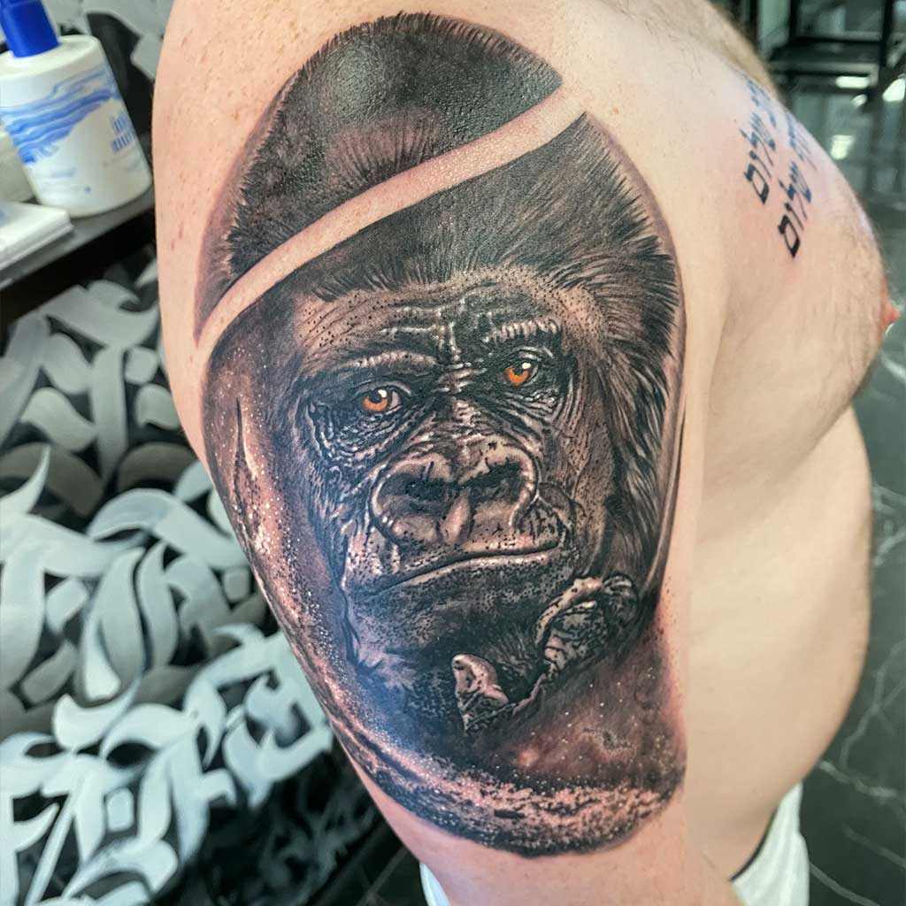 Realistic Gorilla Tattoo